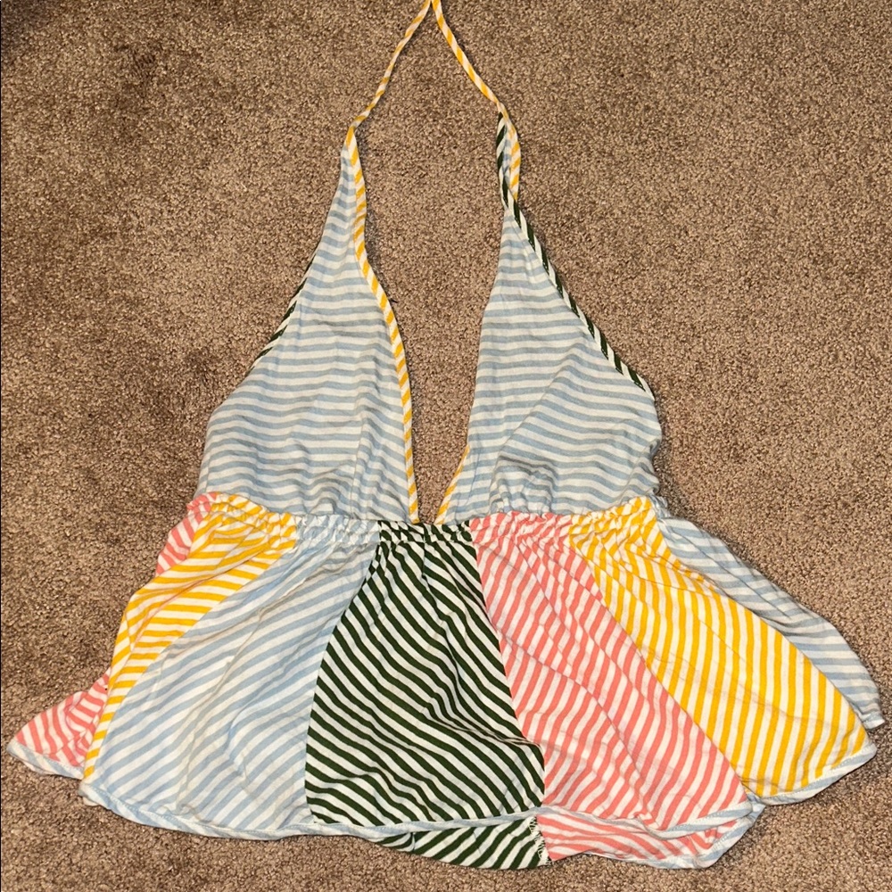 Anthropologie Multi-Color Striped Halter Tank Top